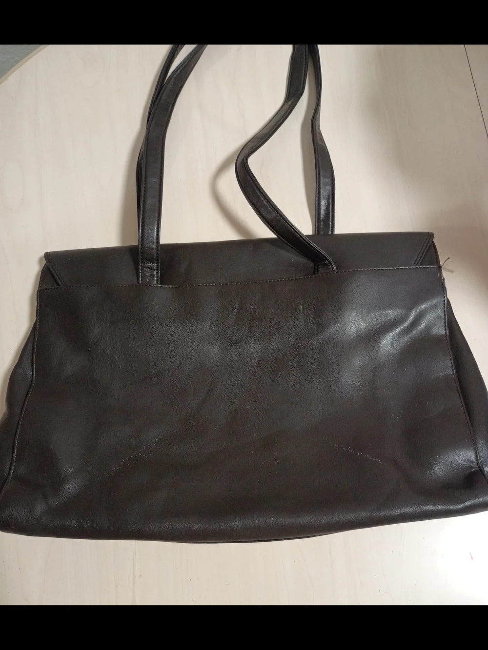Nine West Classic Dark Brown Leather Laptop Tote Bag/Work Bag with Gold Accent